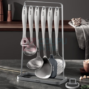 苏泊尔 锅铲套装 7件套 中式铲*1硅胶锅铲*1大漏勺*1大汤勺*1小汤勺*1刨皮刀*1铲勺架*1