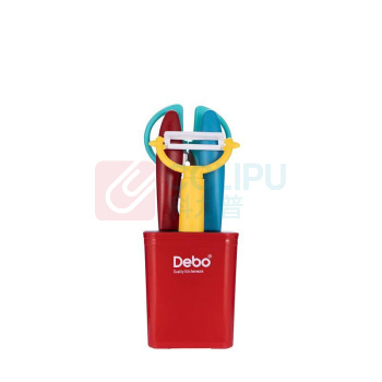 德铂 Debo 萨曼塔(套装刀具)5件套 DEP-683 水果刀*2、瓜刨*1、厨房剪*1、底座*1 (红色)