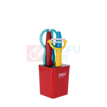 德铂 Debo 萨曼塔(套装刀具)5件套 DEP-683 水果刀*2、瓜刨*1、厨房剪*1、底座*1 (红色)