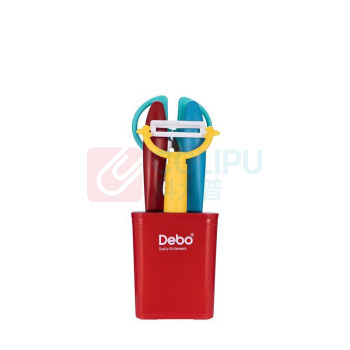 德铂 Debo 萨曼塔(套装刀具)5件套 DEP-683 水果刀*2、瓜刨*1、厨房剪*1、底座*1 (红色)