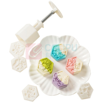 展艺 月饼模具 ZY6600 莲台映月 立体4花片 50g