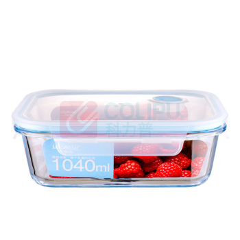 乐唯诗 乐溢长方形保鲜碗 1040ml透明蓝
