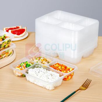 特美居 tmj 一次性饭盒 TMJ-7007 1200型 100套/箱 (透明) 吸塑 美式4格