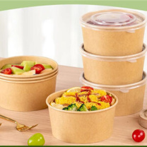 特美居 tmj 一次性饭盒带盖 TMJ-2170 1000型 100套/箱 食品级 圆形 牛皮纸