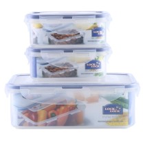 乐扣乐扣 LOCK&LOCK 塑料保鲜盒三件套 HPL817S001 HPL806:350ml*2,HPL817:1L*1 (透明)