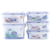 乐扣乐扣 LOCK&LOCK 塑料保鲜盒五件套 HPL855S001 860ml*1+600ml*1+350ml*1+350ml*2