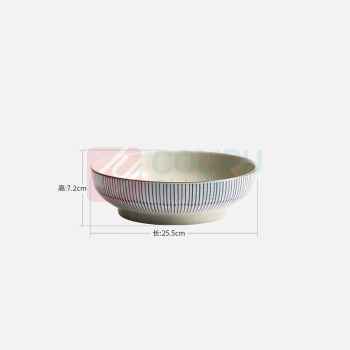 博为 BW 日式陶瓷盘 10英寸 圆形 带黑线
