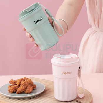 德铂 Debo 卡洛斯咖啡杯 大容量316不锈钢带盖保温随行杯 DEP-880 360ml (绿色)