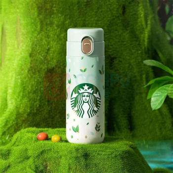 星巴克 绿野秘境款弹跳保温杯水杯子 11149182 381ml 304不锈钢