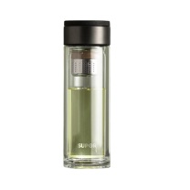 苏泊尔 SUPOR 集茶双享双层玻璃杯保温杯泡茶耐热杯 KC38JF10 380ml (伯爵黑)