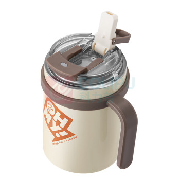 博堡 趣享双饮办公保温杯 10404BQXB-500KHA 500ml (卡其色)