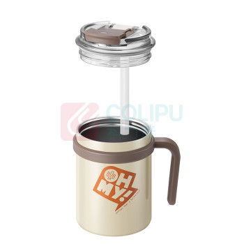 博堡 趣享双饮办公保温杯 10404BQXB-500KHA 500ml (卡其色)