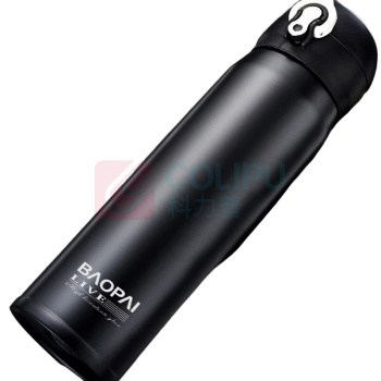 豹牌 BAOPAI 不锈钢保温杯 BP03-500-68 500ml (黑色) 真空保温温度湿示学生水杯商务杯 弹跳杯