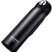 豹牌 BAOPAI 不锈钢保温杯 BP03-500-68 500ml (黑色) 真空保温温度湿示学生水杯商务杯 弹跳杯
