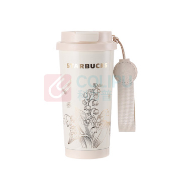 星巴克 铃兰款双饮口咖啡杯 11179922 500ml (米白色)