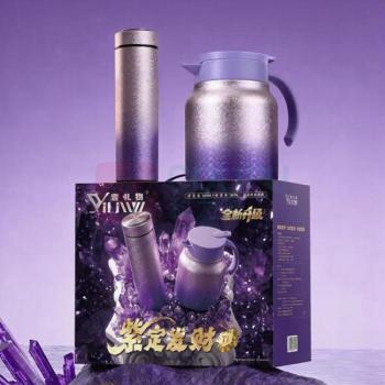 壹礼物 紫定发财316杯壶套装 保温壶1200ml+保温杯500ml