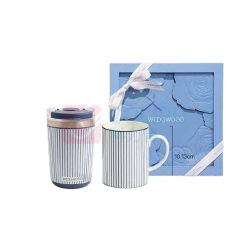 WEDGWOOD 蓝调几何随行杯+蓝调几何马克杯+玫瑰花礼盒套组 1087658+1079127