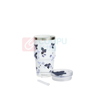 WEDGWOOD 墨蓝吸管杯+墨蓝马克杯+玫瑰花礼盒套组 1082232+107218