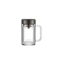 苏泊尔 SUPOR 双层玻璃喝泡茶带把男女办公室大容量水杯子450ml KC45HK10 450mL (乌木黑)
