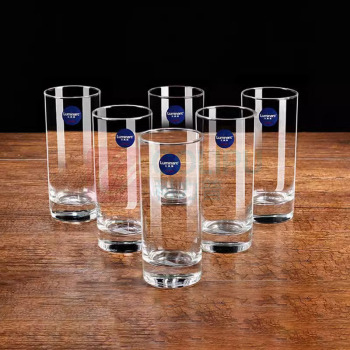 嘉禾 玻璃杯 290ML 口径60mm高145mm 耐高温茶杯会议室专用杯 一盒6个
