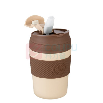 德铂 Debo 双层陶瓷内胆咖啡杯高颜值随行吸管杯网红户外便携杯子 DEP-DS348 陶瓷内胆-咖啡色320ml
