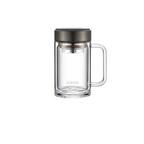 苏泊尔 SUPOR 双层玻璃水杯 KC45HK10 450mL 8.5cm (乌木黑)