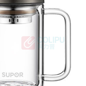 苏泊尔 SUPOR 双层玻璃水杯 KC45HK10 450mL 8.5cm (乌木黑)
