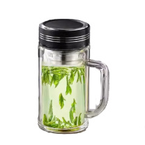 苏泊尔 SUPOR 双层带把玻璃杯 KCG50BA11 500ml 8.5cm (儒雅黑)