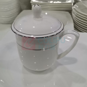 万和 VANWARD 会议盖杯骨瓷 9.8*9cm