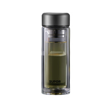 苏泊尔 SUPOR 双层耐热玻璃杯 KCG38AZ10 380ml (流光银)