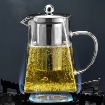 天喜 TIANXI 玻璃茶壶玻璃茶具 TBL175-350 750ml单壶 可拆卸冲洗壶泡茶壶不锈钢过滤内胆茶水分离壶 鹰嘴方底