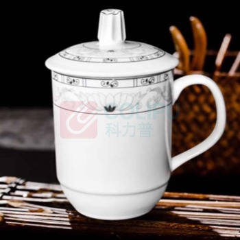 乐享 陶瓷杯 400ml 青莲 1套*12只