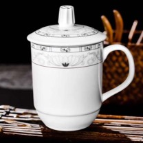 乐享 陶瓷杯 400ml 青莲 1套*12只