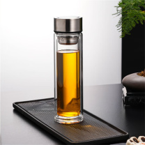天喜 TIANXI 水杯 双层加厚玻璃杯 350ml (本色)