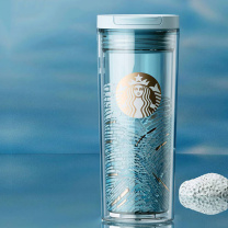 星巴克 微蓝韵律款双层咖啡杯 400ml