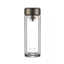 苏泊尔 SUPOR 双层玻璃杯便携商务车载水杯 KC33GU10 330ML (乌木黑)