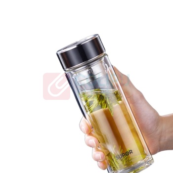 苏泊尔 SUPOR 双层耐热玻璃杯 KCG28AY10 280ml (晶石灰)