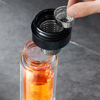 苏泊尔 SUPOR 茶水分离玻璃杯 KCG35BU10 350ml (行砚黑)