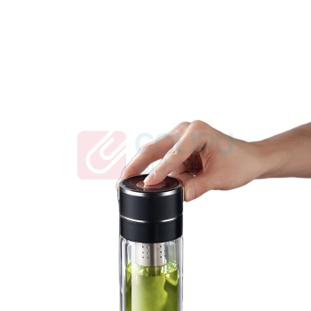 苏泊尔 SUPOR 茶水分离玻璃杯 KCG35BU10 350ml (行砚黑)