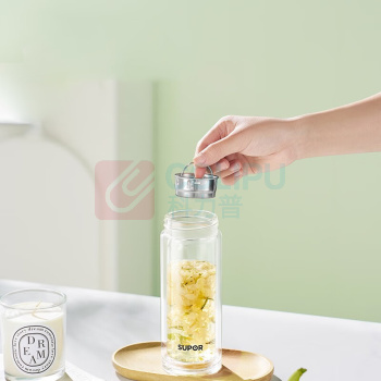 苏泊尔 SUPOR 双层耐热玻璃杯 KCG18BQ10 180ml (新萍绿)