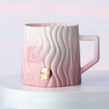 星巴克 条纹浮雕款徽章马克杯 11180913 440ml (粉色)