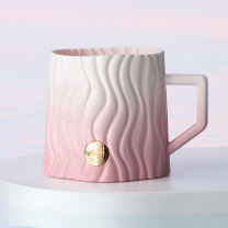 星巴克 条纹浮雕款徽章马克杯 11180913 440ml (粉色)