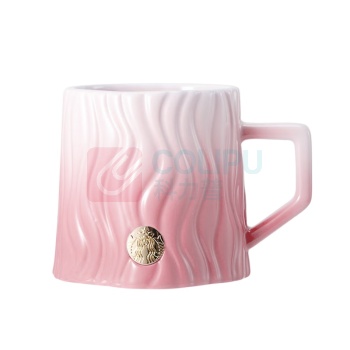 星巴克 条纹浮雕款徽章马克杯 11180913 440ml (粉色)