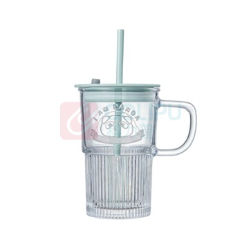乐唯诗 浮雕熊猫吸管杯 400ml (透明色)