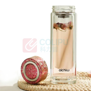 爱奇屋 aichiw 双层钛玻璃杯 AI-TBY002 330ml (颜色随机发货)
