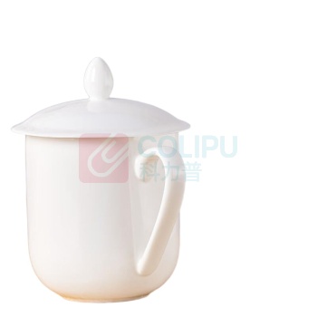 君默 陶瓷茶杯带盖杯 二号有纹介杯 280ml