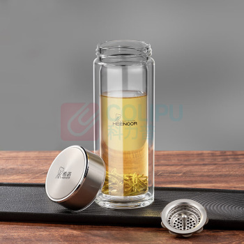 希诺 HEENOOR 双层玻璃杯商务泡茶杯 XN-9102 360ml