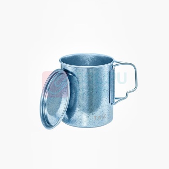太可 纯钛马克杯 B0329-1605 320ml 带盖带把柄 (莫奈·瀚海蓝)