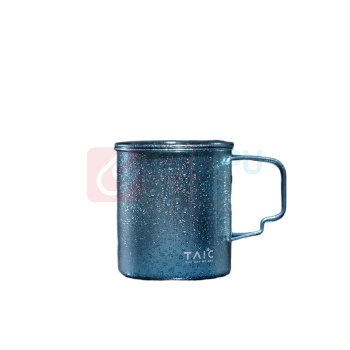 太可 纯钛马克杯 B0329-1605 320ml 带盖带把柄 (莫奈·瀚海蓝)