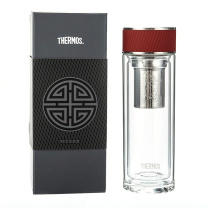 膳魔师 THERMOS 双层高硼硅玻璃杯 TCGA-400-D-RD 400ml (红色上盖)